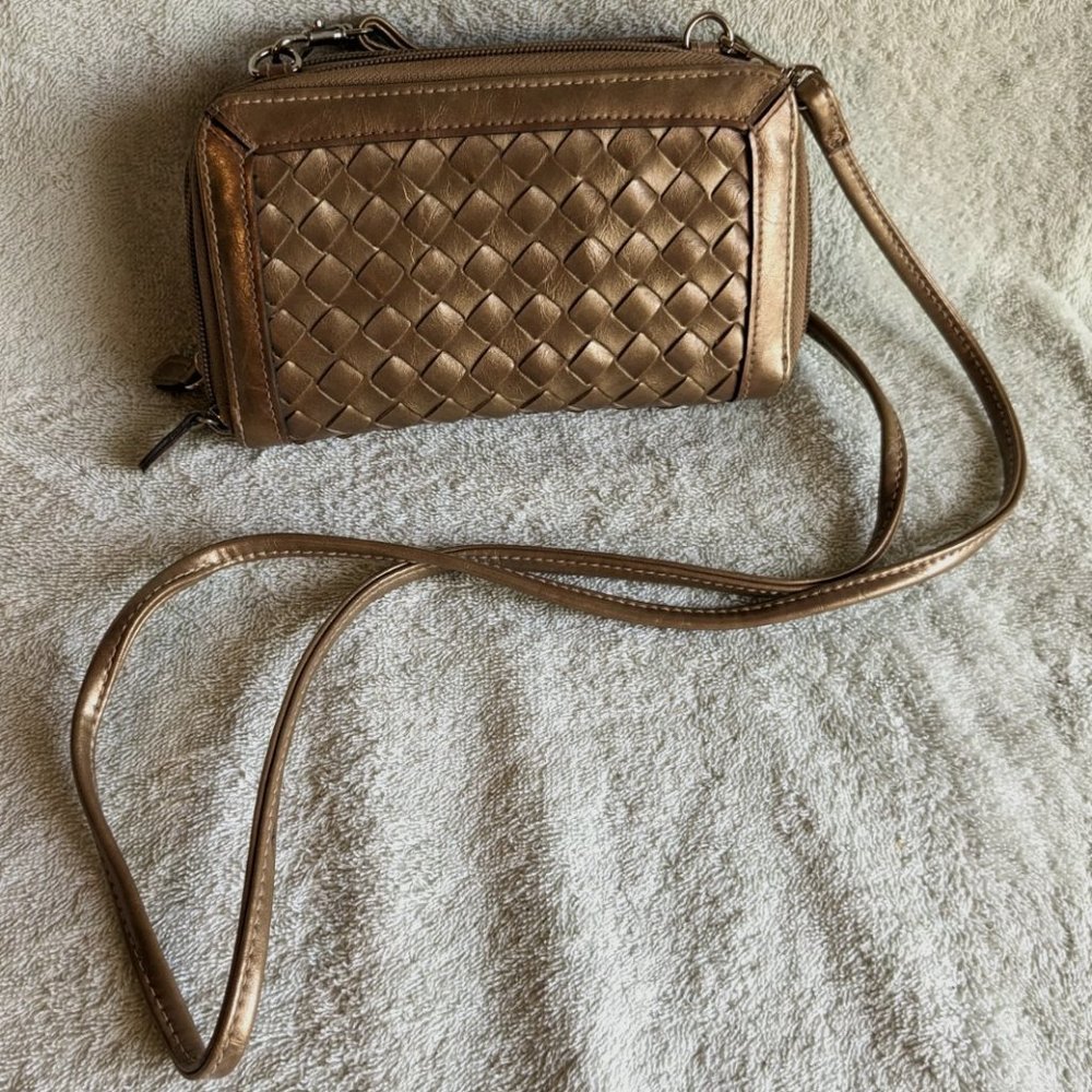 Small Cross-body or Clutch Tan Gold New